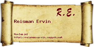 Reisman Ervin névjegykártya